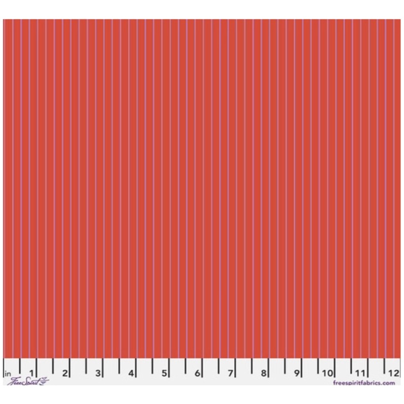 Tiny Stripes Wildfire Red Tula Pink Free Spirit Cotton Fabric