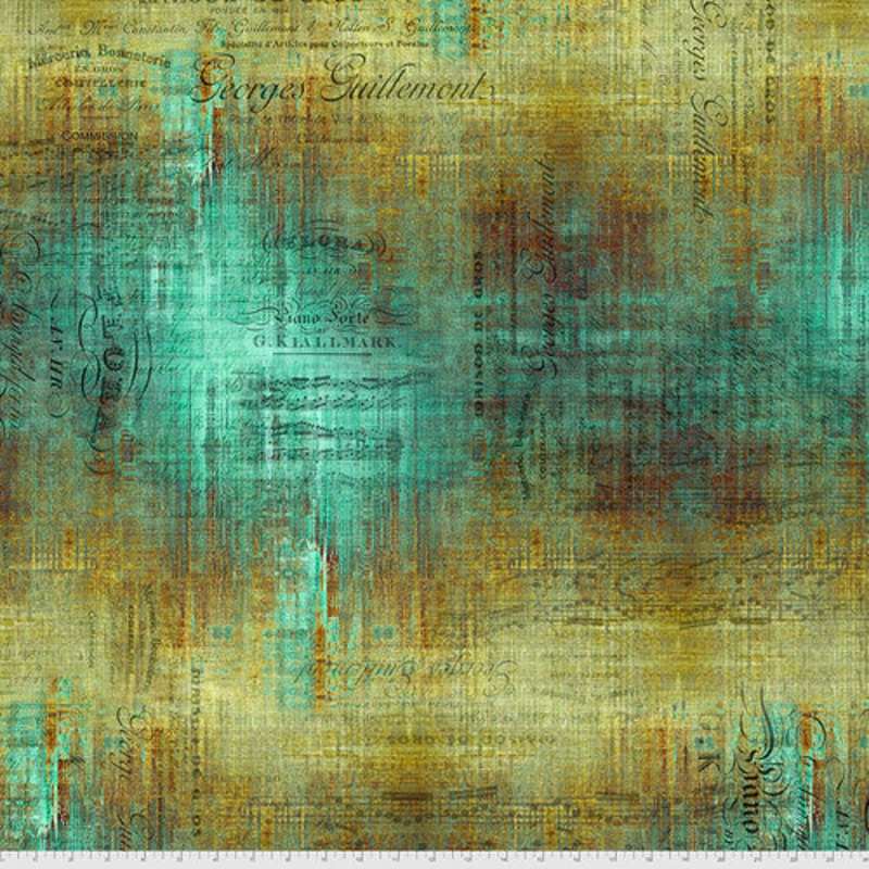 Abandoned Piano Sorte Patina Tim Holtz Eclectic ElementsFree Spirit Cotton Fabric FS-PWTH144.SIENNA