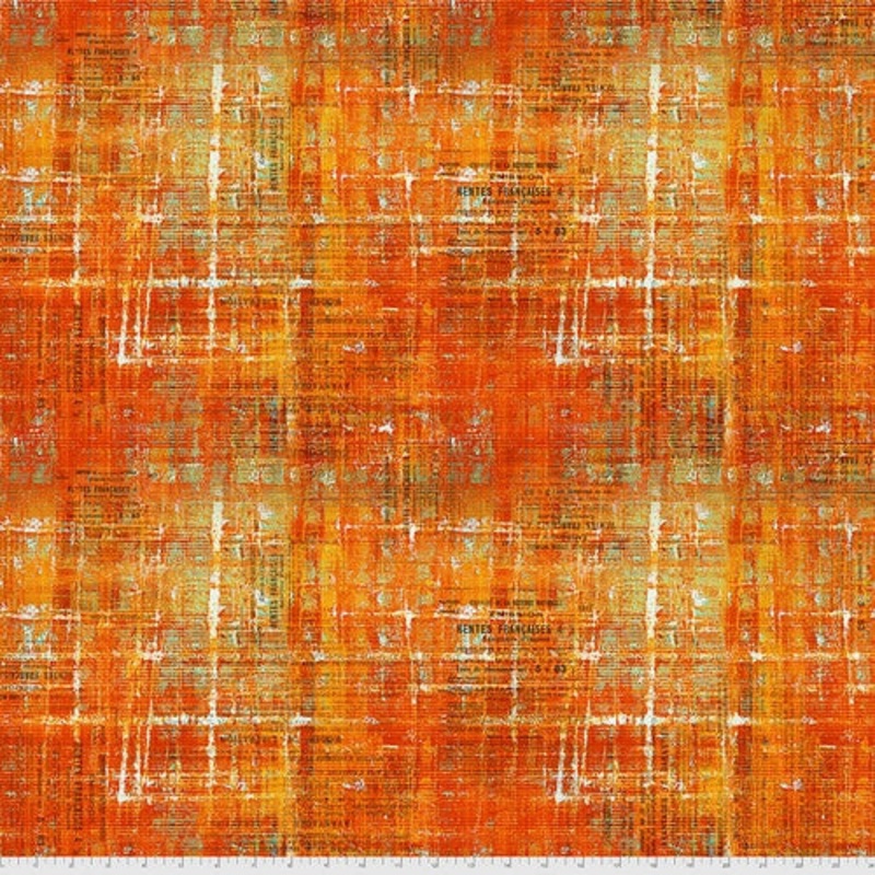 Abandoned Scraped Layers Sienna Tim Holtz Eclectic Elements Free Spirit Cotton Fabric  FS-PWTH144.SIENNA