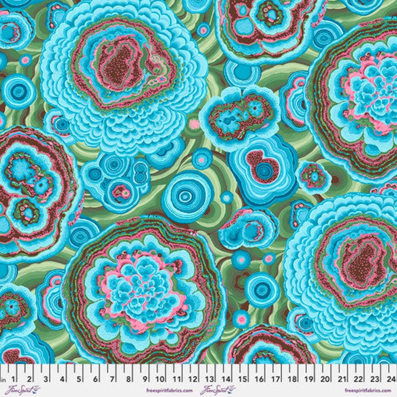 Agate Turquoise Philip Jacobs Stash Kaffe Fassett Collective Free Spirit Cotton Fabric FS-PWPJ106.TURQUOISE