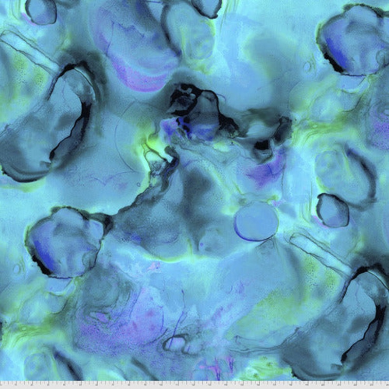 Alchemy Intrigue Blue Green Tim Holtz Eclectic Elements Free Spirit Cotton Fabric FS-PWTH177.INTRIGUE