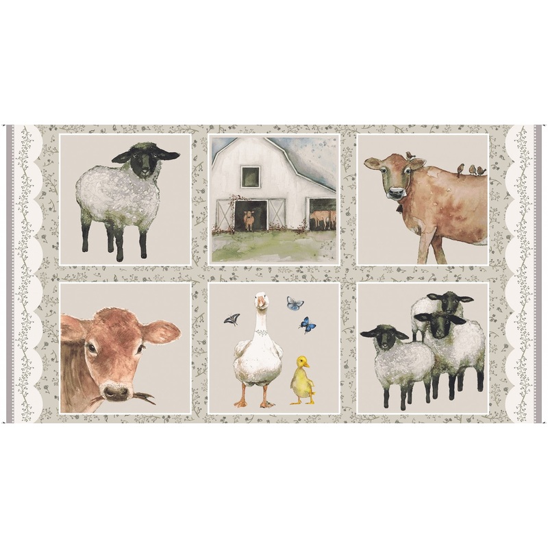 A Beautiful Day Six Farm Blocks Panel 24" Multi Dawn Rosengren Henry Glass Cotton Fabric