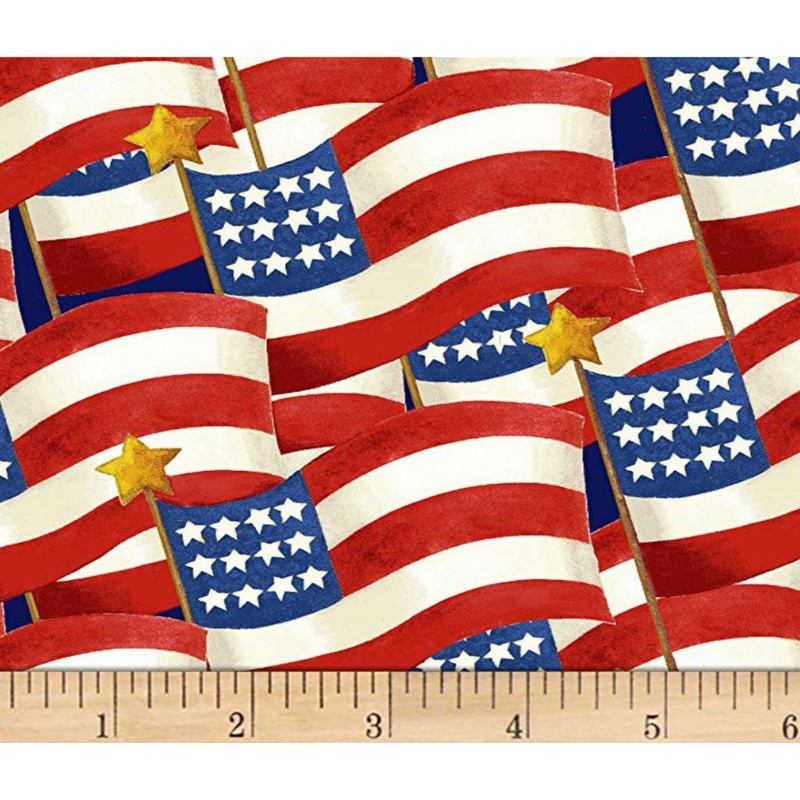 America the Beautiful Flags Waiving Henry Glass and Co Cotton Fabric