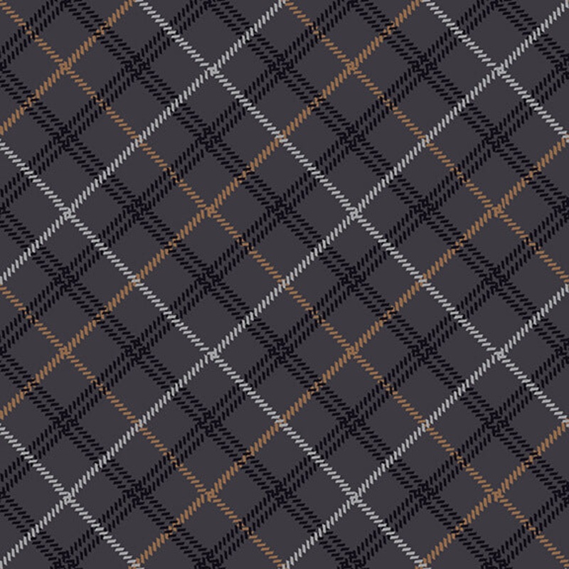 Woodland Whispers Bias Plaid Charcoal Jan Shade Beach Henry Glass Cotton Fabric