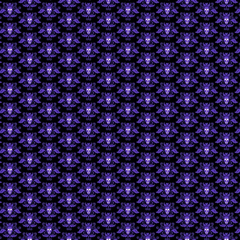 Witch Night Out Skull Wallpaper Purple Glow in the Dark Delphine Cubitt Henry Glass Cotton Fabric
