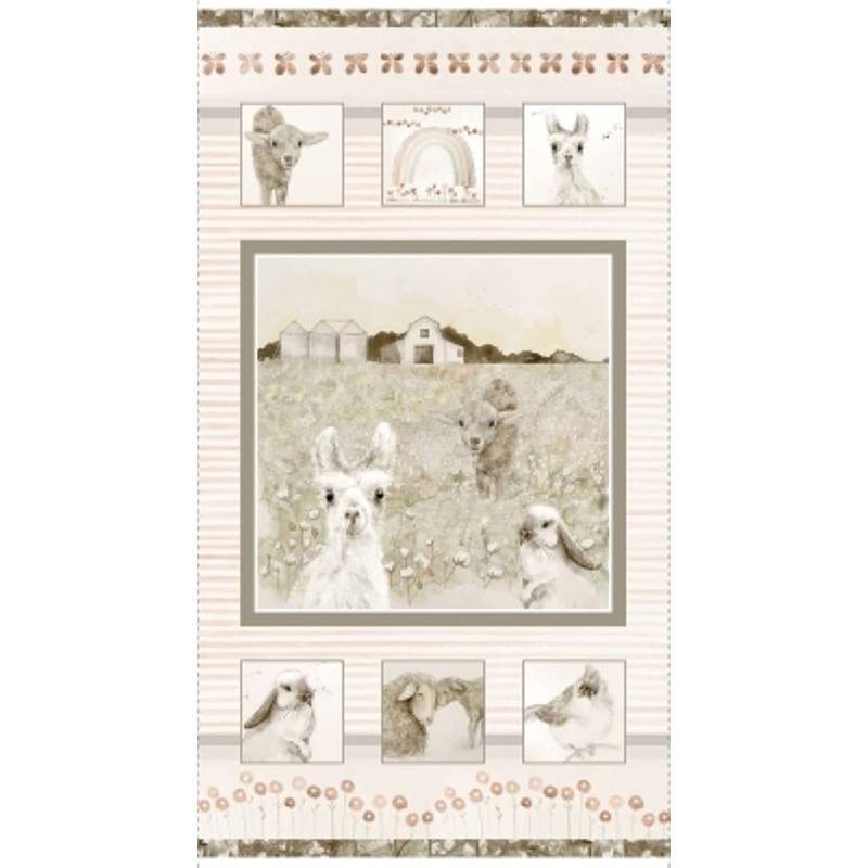 You Are Loved Animals the Field Panel 24" Henry Glass Cotton Fabric