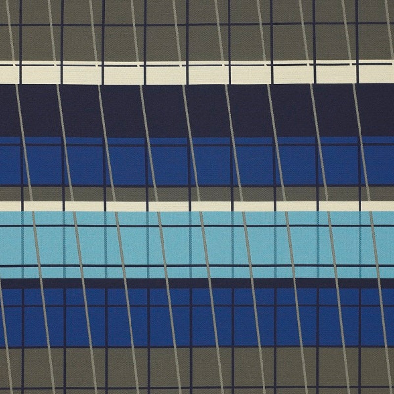 Remnant of Momentum Lines on Stripes Deep Cobalt Upholstery Fabric