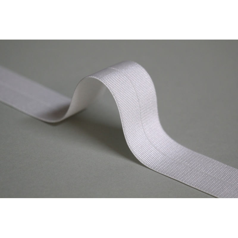 24mm Stretch Fold-Over Binding - White
