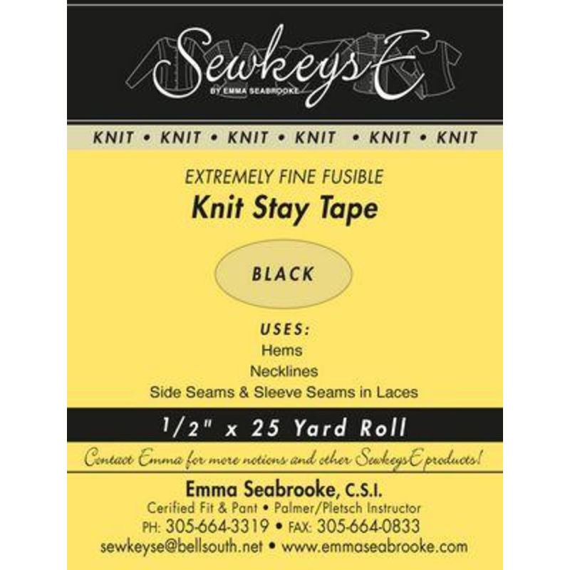1/2 Inch Fusible Knit Stay Tape - Black