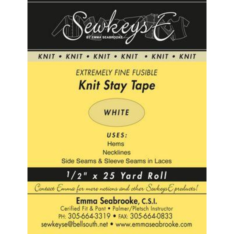 1/2 Inch Fusible Knit Stay Tape - White