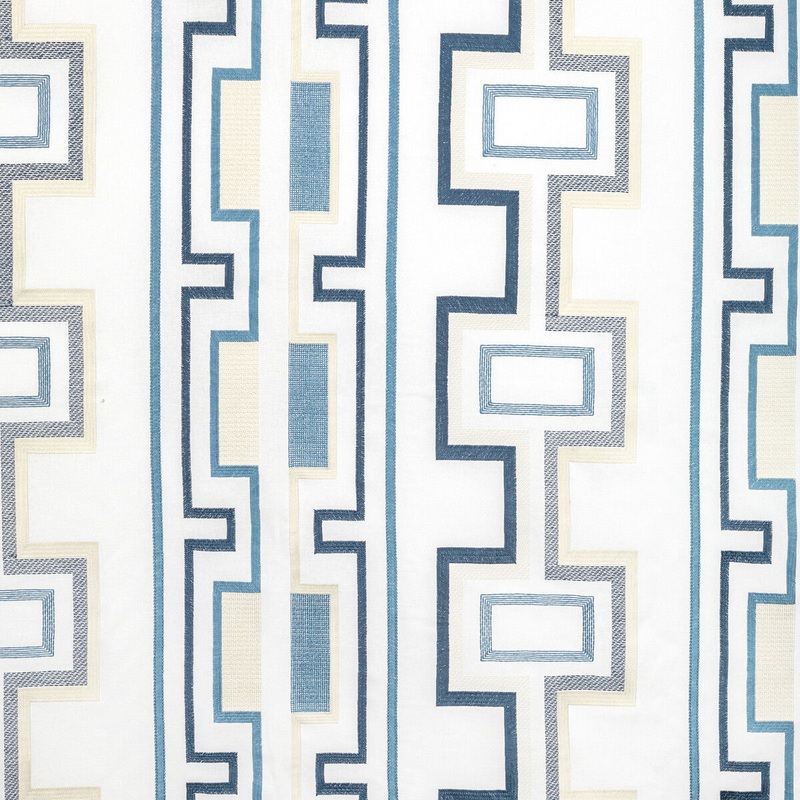 Lee Jofa Modern Tritone Embroidery Navy Fabric