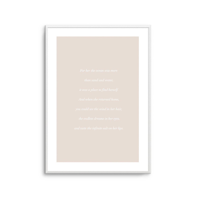 'For her, the Ocean' Poem Art Print