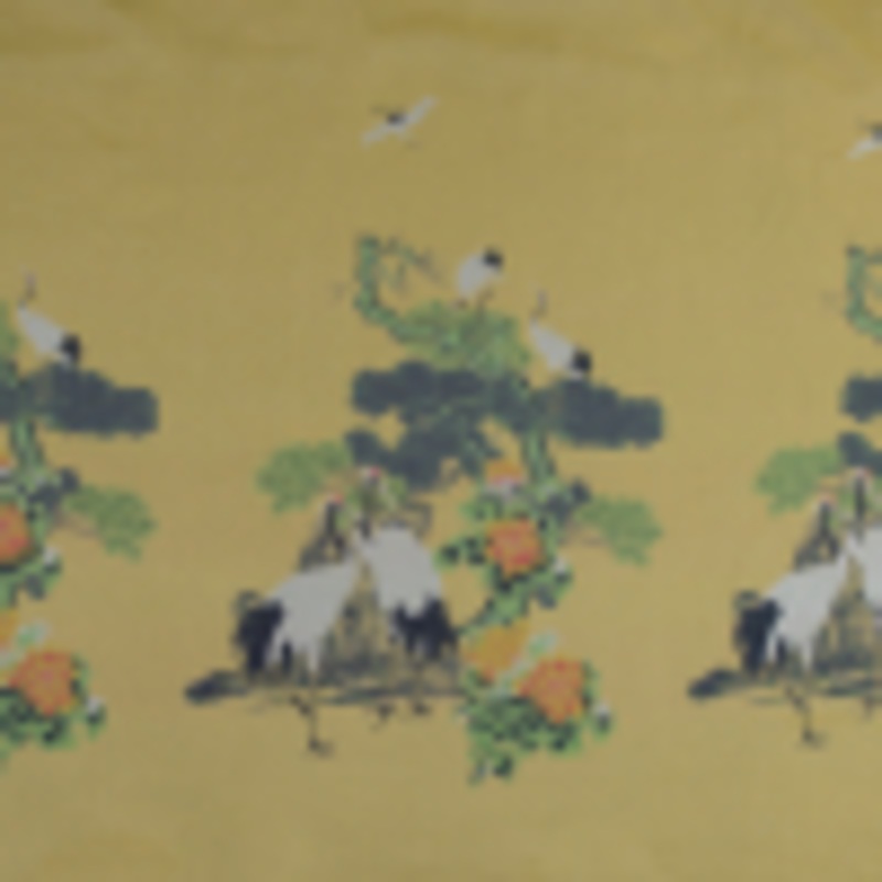 Yellow and Green Crane Jacquard Panel