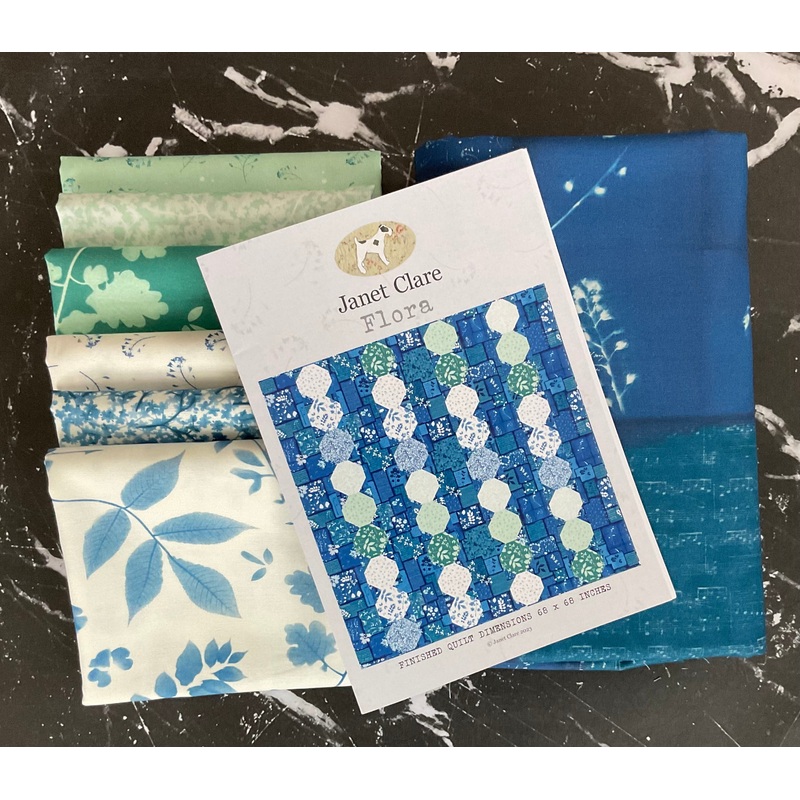 Flora Quilt Kit featuring Bluebell by Janet Clare