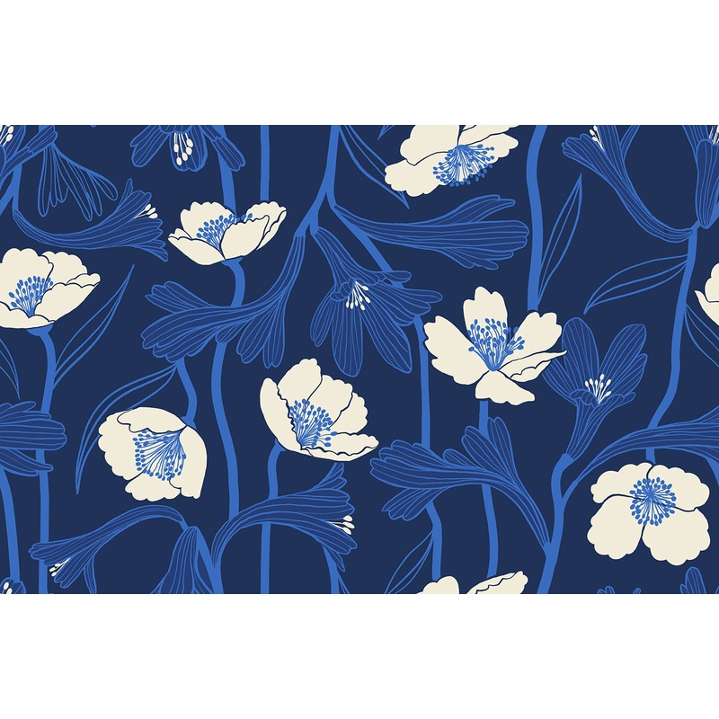 Water by Ruby Star Collaborative : Water Flowers - Navy