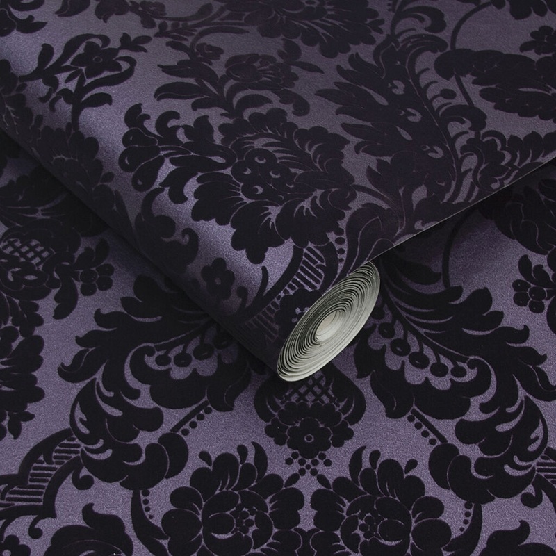 Gothic Damask Wallpaper - Plum