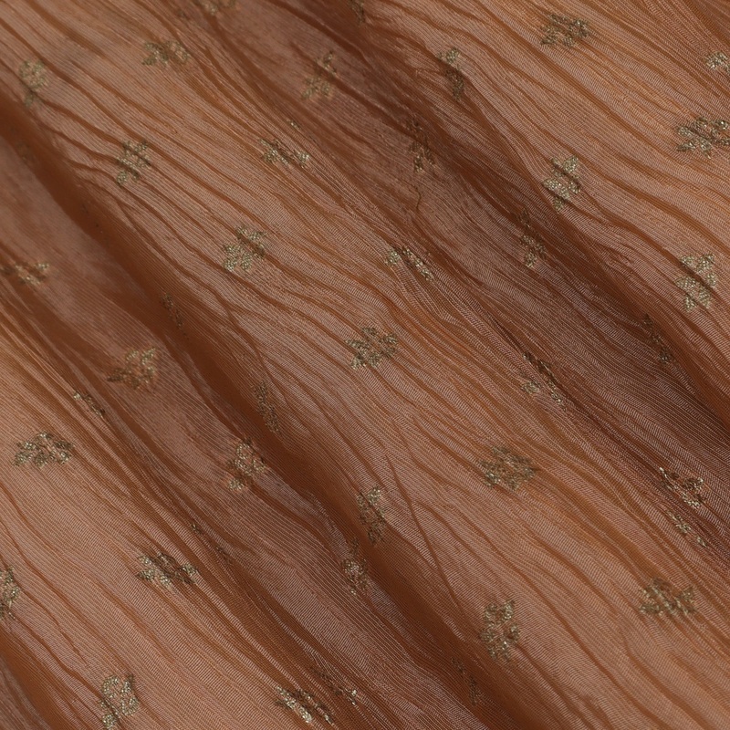 Peach Color Crush Tissue Jacquard Fabric