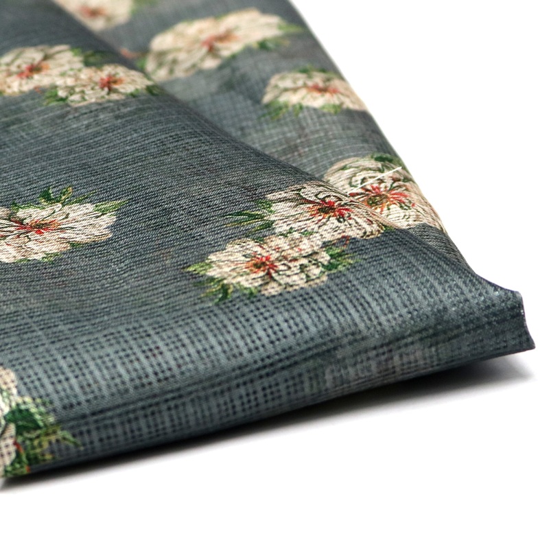 Beautiful Green Floral Digital Printed Kota Doria Fabric