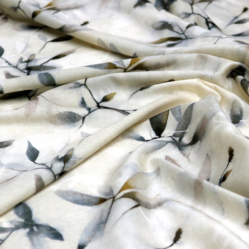 Beautiful Leave Digital Printed Kora Silk Fabric