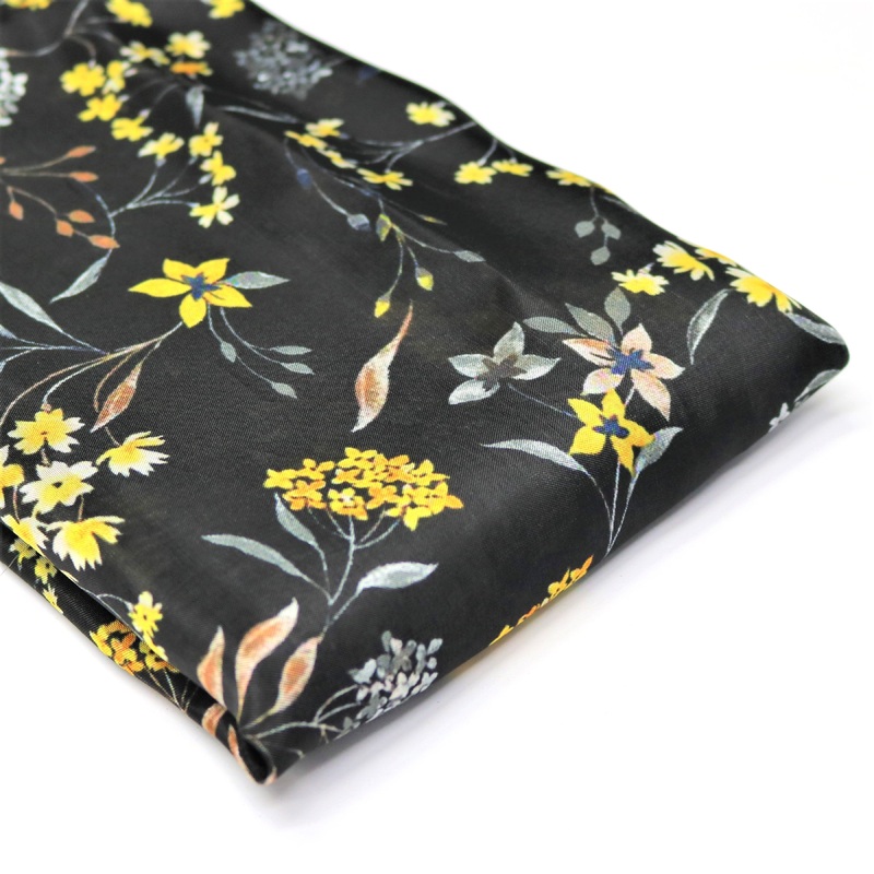 Black and Yellow Flower Ditzy Digital Printed Fabrics