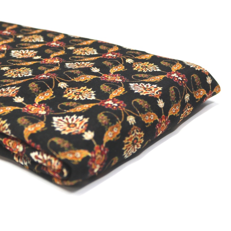 Black Damask Pattern Digital Printed Fabrics