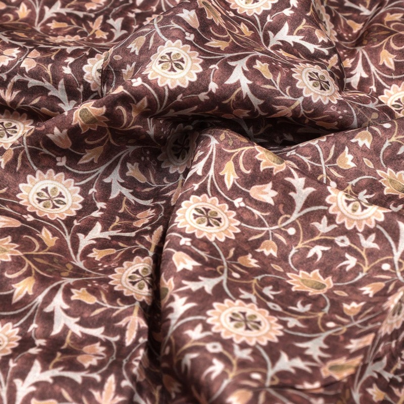 Brown Beautiful Damask Pattern Digital Printed Fabrics