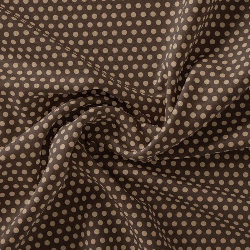 Brown Polka Dot Digital Printed Fabric - Muslin