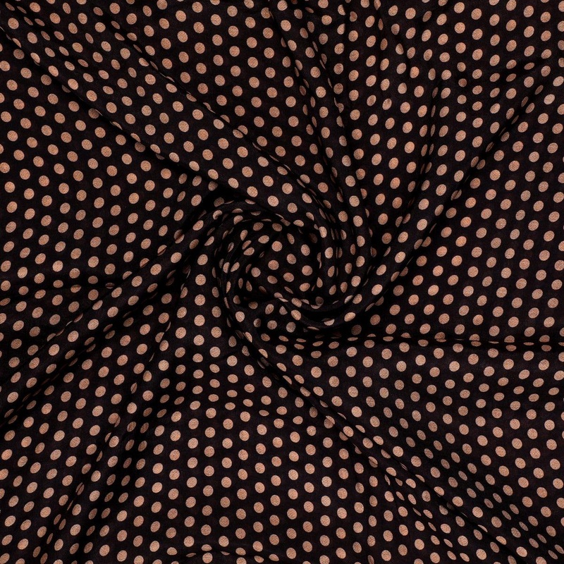Brown Polka Dot Digital Printed Fabric - Pure Muslin