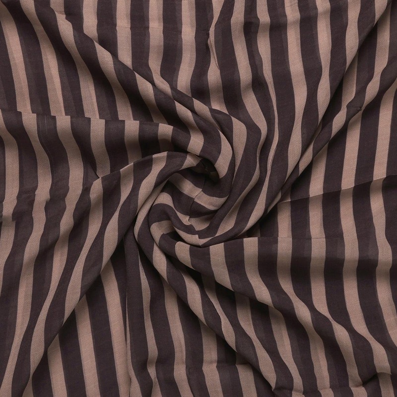 Brown Stripes Digital Printed Fabric - Pure Georgette