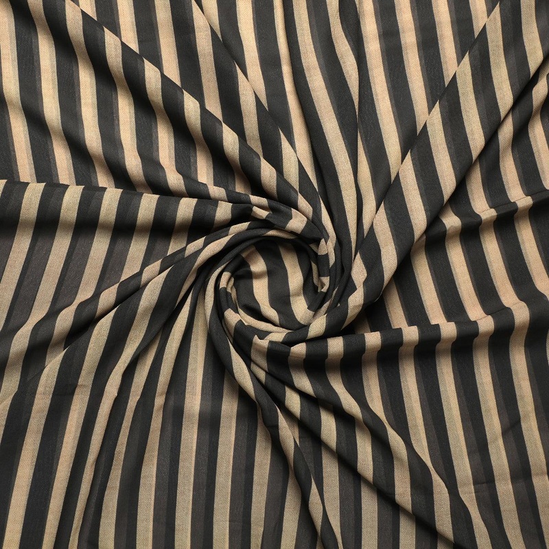 Brown Stripes Digital Printed Fabric - Weightless