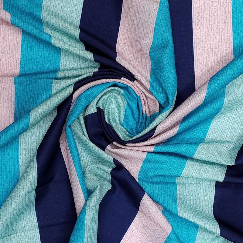 Subtle Colour Stripes Digital Printed Fabric - Muslin