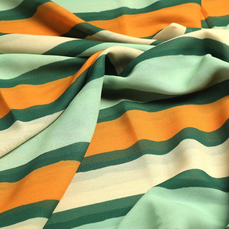 Yellow Green Stripes Digital Printed Fabric - Weightless