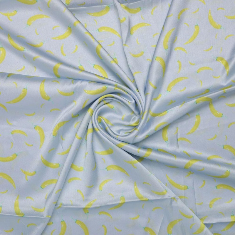 Yellow Mirchi Allover Digital Printed Fabric - Japan Satin