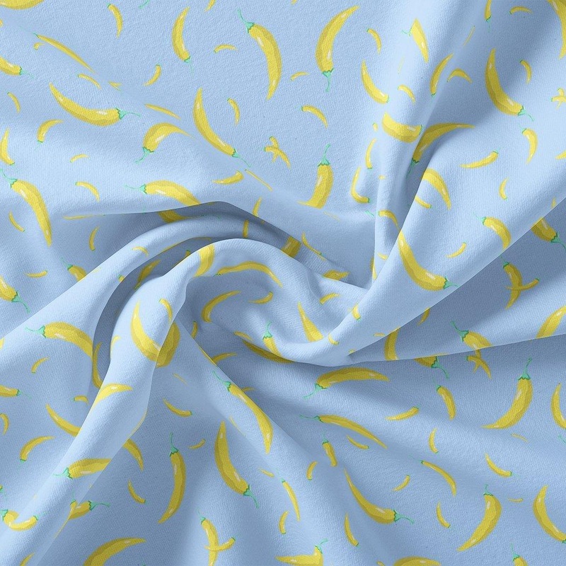 Yellow Mirchi Allover Digital Printed Fabric - Weightless