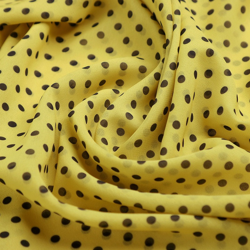 Yellow Polka Dot Digital Printed Fabric - Weightless
