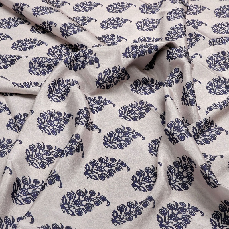 Block Print Motif Digital Printed Fabric - Crepe