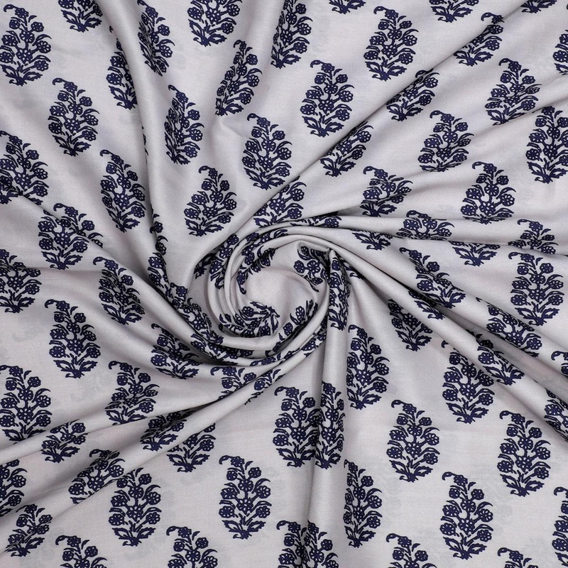 Block Print Motif Digital Printed Fabric - Muslin