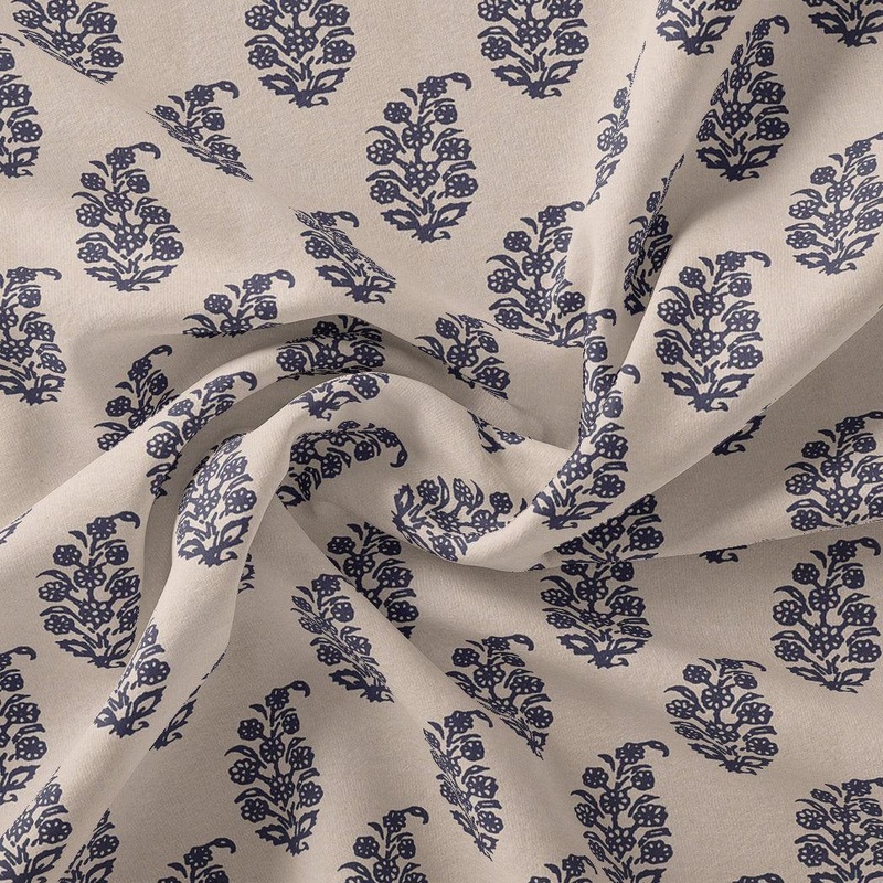 Block Print Motif Digital Printed Fabric - Weightless