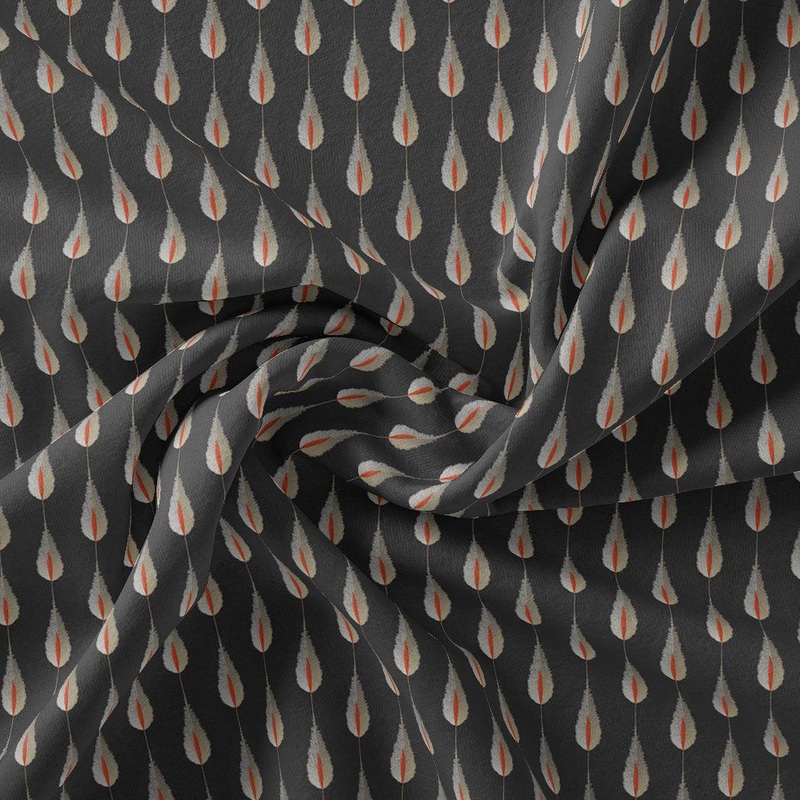 Feather Stripes Digital Printed Fabric - Tusser Silk