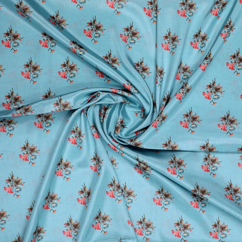 Vintage Flower Repeat Digital Printed Fabric - Crepe