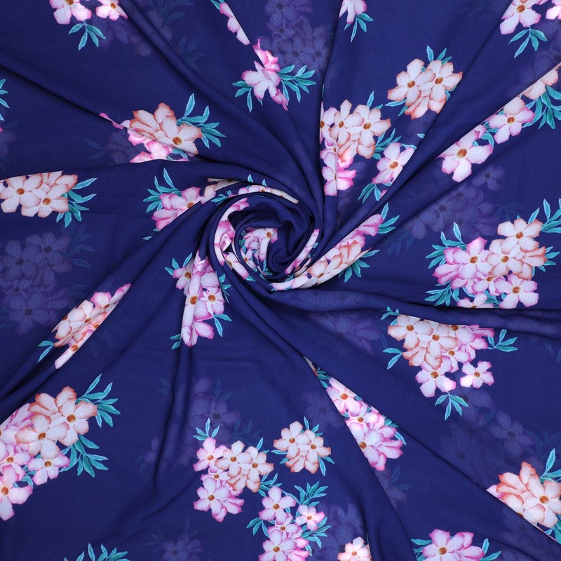 Violet Flower Bunch Digital Printed Fabric - Weightless