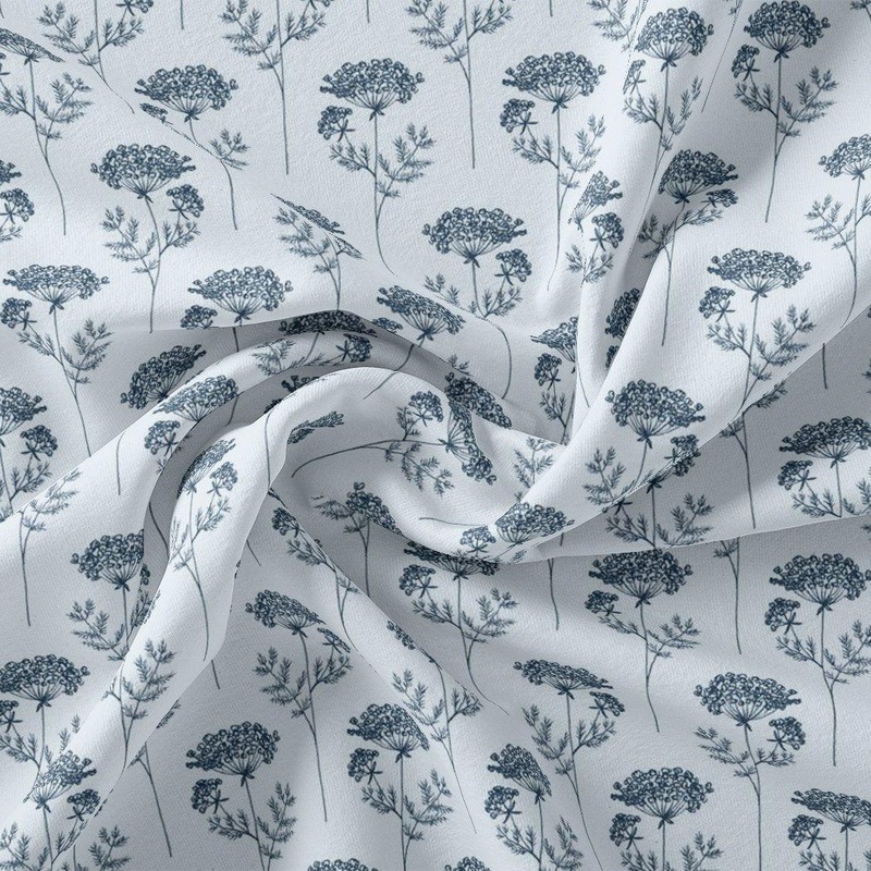 Winter Icy Flower Digital Printed Fabric  - Crepe