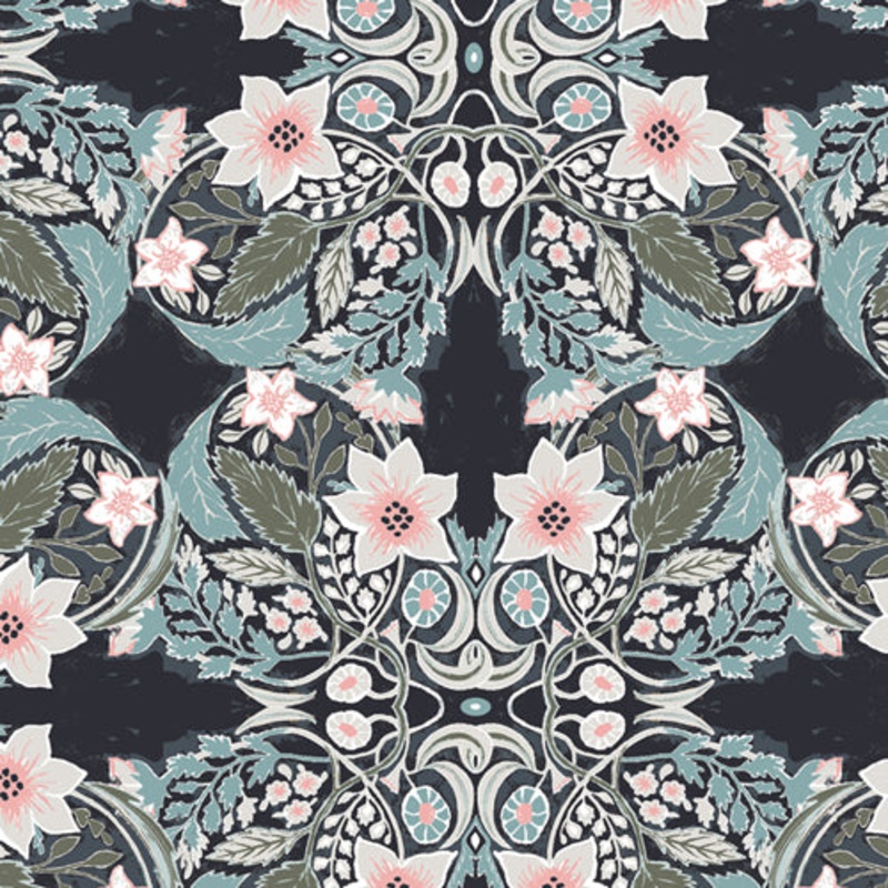 Art Gallery Fabrics Picturesque Ornatile Deep Blue Green Pink PCI-29455