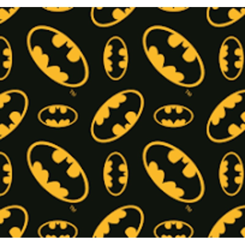 $5/yard Batman Logo Tossed Black DC Comics 23200022