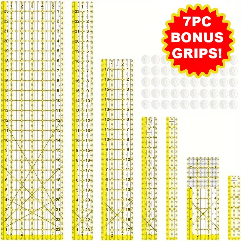 Basic Quilt Ruler Set  with BONUS Ruler Grips!