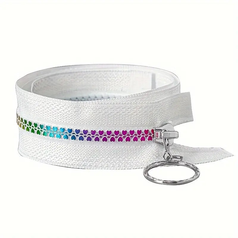 Rainbow Heart Zipper Nylon #5 - White