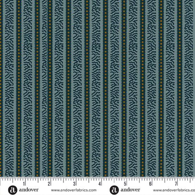 AND Carolina Striped Side - A-5181-B Blue - Cotton Fabric