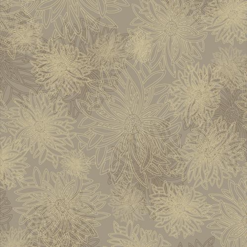 AGF Floral Elements FE-516 Khaki - Cotton Fabric