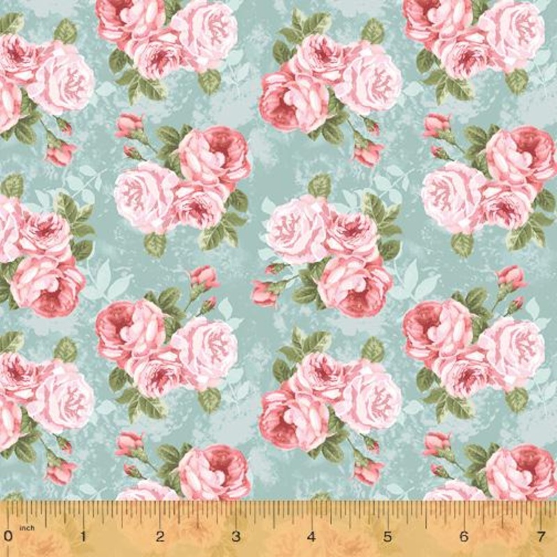 WHM Wish You Were Here 53367-2 Blue - Cotton Fabric