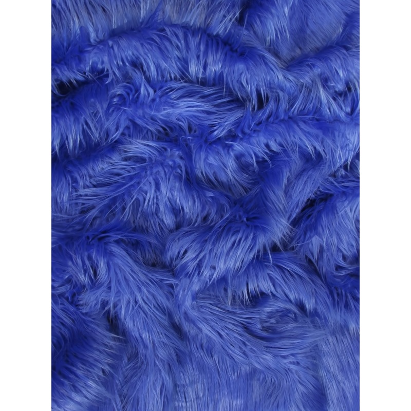 Royal Blue Solid Mongolian Long Pile Faux Fur Fabric / Sold By The Yard